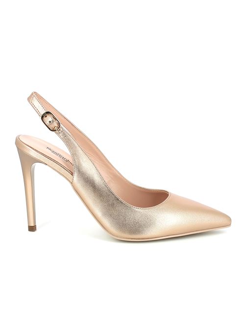 decolleté con tacco da donna in pelle laminata oro NERO GIARDINI | E307041DE434